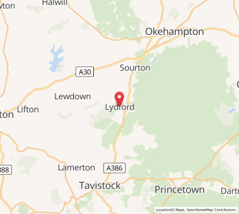 Map of Lydford, EnglandEngland