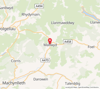 Map of Mallwyd, WalesWales