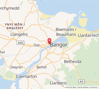 Map of Menai Bridge, WalesWales
