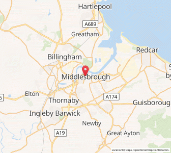 Map of Middlesbrough, EnglandEngland