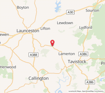 Map of Milton Abbot, EnglandEngland