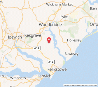 Map of Newbourne, EnglandEngland
