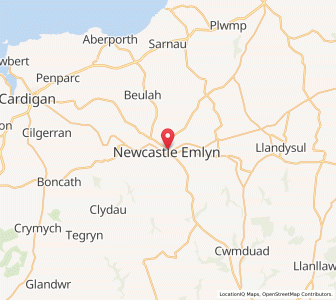 Map of Newcastle Emlyn, WalesWales