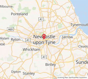 Map of Newcastle-upon-Tyne, EnglandEngland