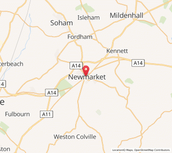 Map of Newmarket, EnglandEngland