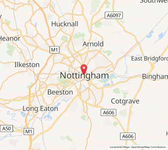 Map of Nottingham, EnglandEngland