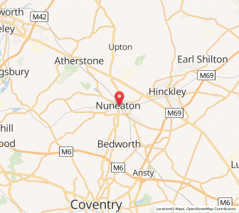 Map of Nuneaton, EnglandEngland