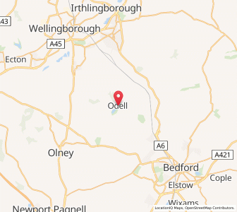 Map of Odell, EnglandEngland
