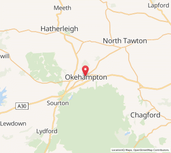 Map of Okehampton, EnglandEngland