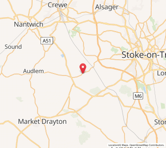 Map of Onneley, EnglandEngland