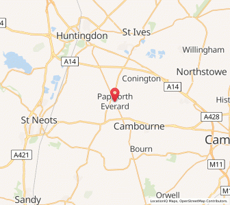 Map of Papworth Everard, EnglandEngland