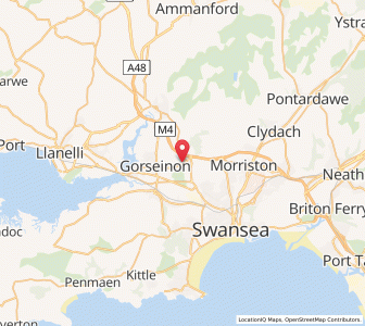 Map of Penllergaer, WalesWales