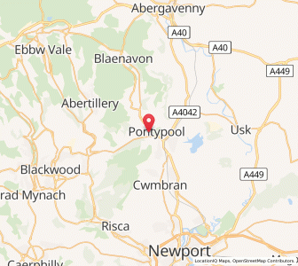Map of Pontypool, WalesWales