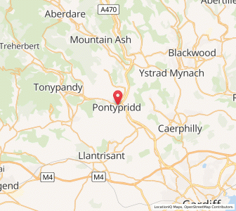 Map of Pontypridd, WalesWales