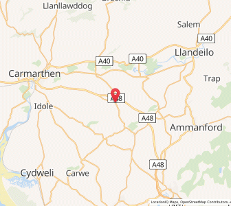 Map of Porthyrhyd, WalesWales
