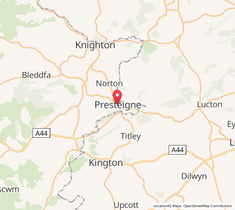 Map of Presteigne, WalesWales
