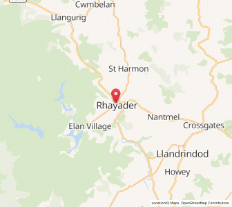 Map of Rhayader, WalesWales