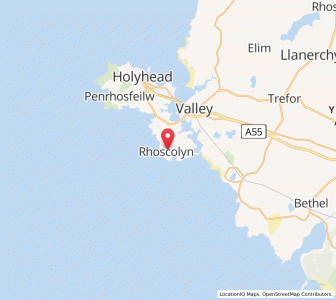 Map of Rhoscolyn, WalesWales