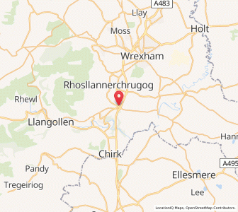 Map of Ruabon, WalesWales