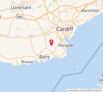 Map of Saint Andrews Major, WalesWales
