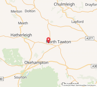 Map of Sampford Courtenay, EnglandEngland