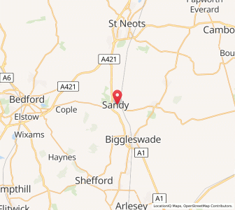 Map of Sandy, EnglandEngland