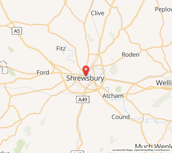 Map of Shrewsbury, EnglandEngland