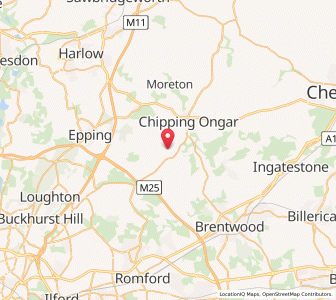 Map of Stanford Rivers, EnglandEngland