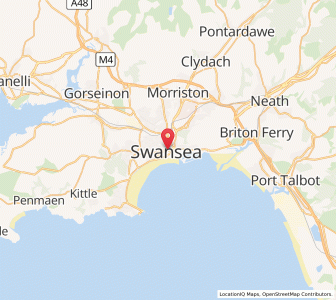 Map of Swansea, WalesWales
