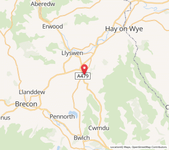 Map of Talgarth, WalesWales