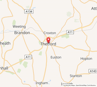 Map of Thetford, EnglandEngland