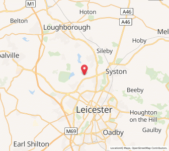 Map of Thurcaston, EnglandEngland