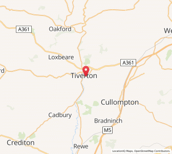 Map of Tiverton, EnglandEngland
