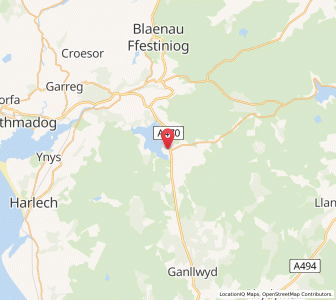 Map of Trawsfynydd, WalesWales