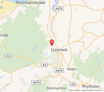 Map of Trefriw, WalesWales