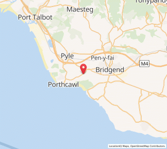 Map of Tythegston, WalesWales