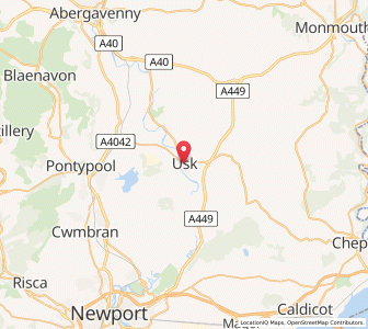 Map of Usk, WalesWales