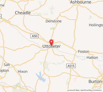 Map of Uttoxeter, EnglandEngland