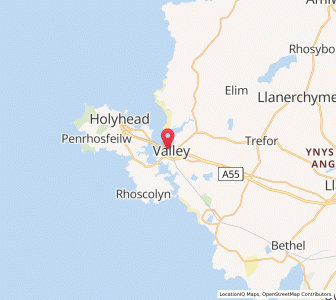 Map of Valley, WalesWales