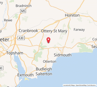 Map of Venn Ottery, EnglandEngland