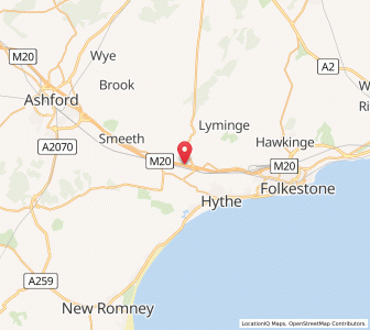 Map of Westenhanger, EnglandEngland