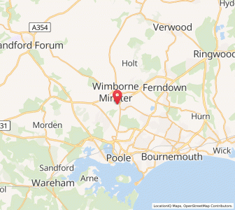 Map of Wimborne Minster, EnglandEngland