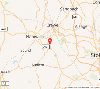 Map of Wybunbury, EnglandEngland