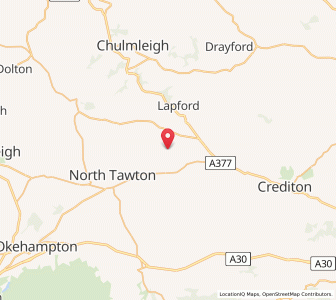 Map of Zeal Monachorum, EnglandEngland