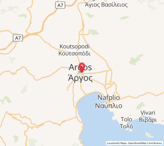 Map of Argos, Peloponnese