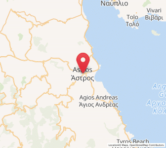 Map of Ástros, Peloponnese