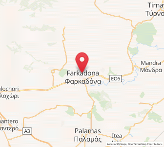 Map of Farkadóna, Thessaly