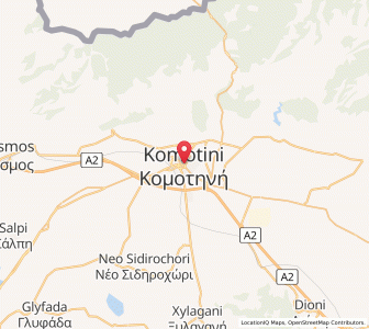 Map of Komotiní, East Macedonia and Thrace