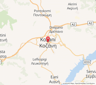 Map of Kozani, West Macedonia