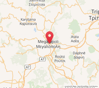 Map of Megalopolis, Peloponnese